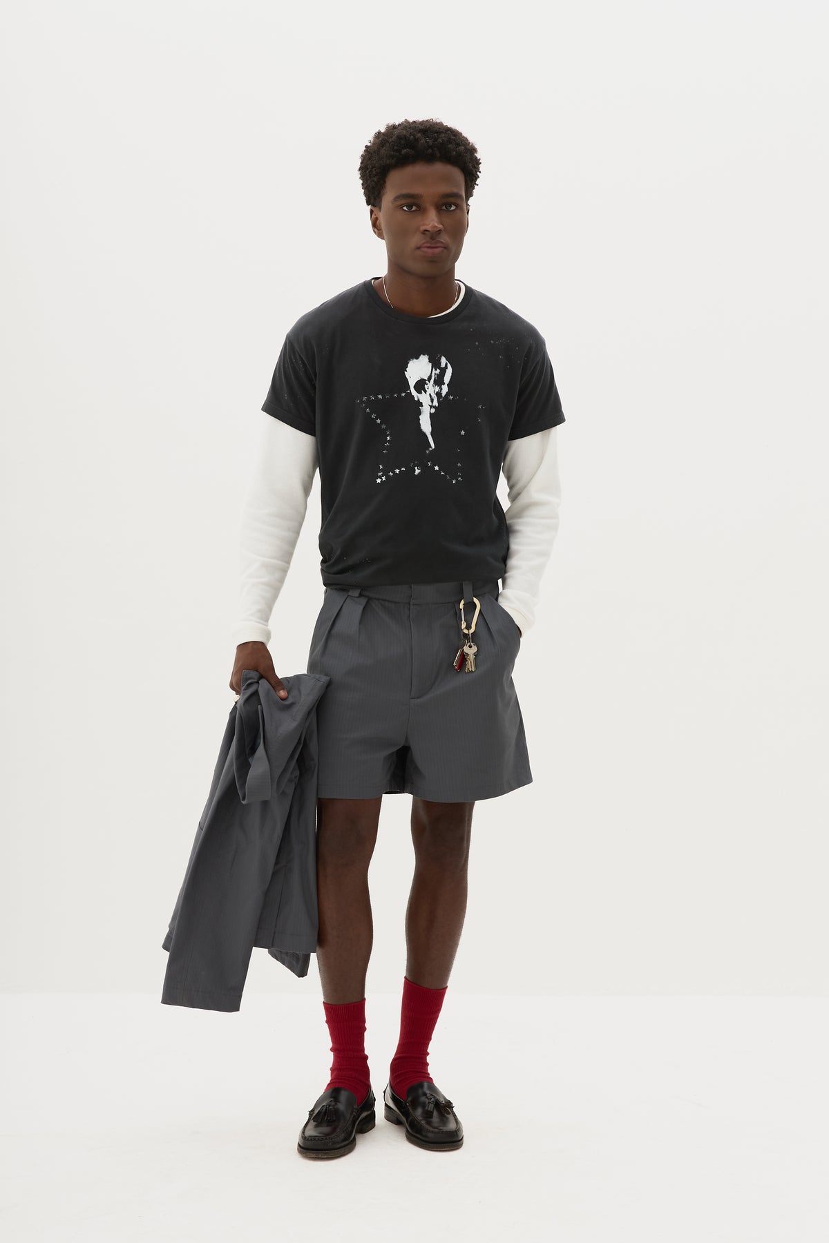CHARCOAL TAILORED SHORTS x WSG