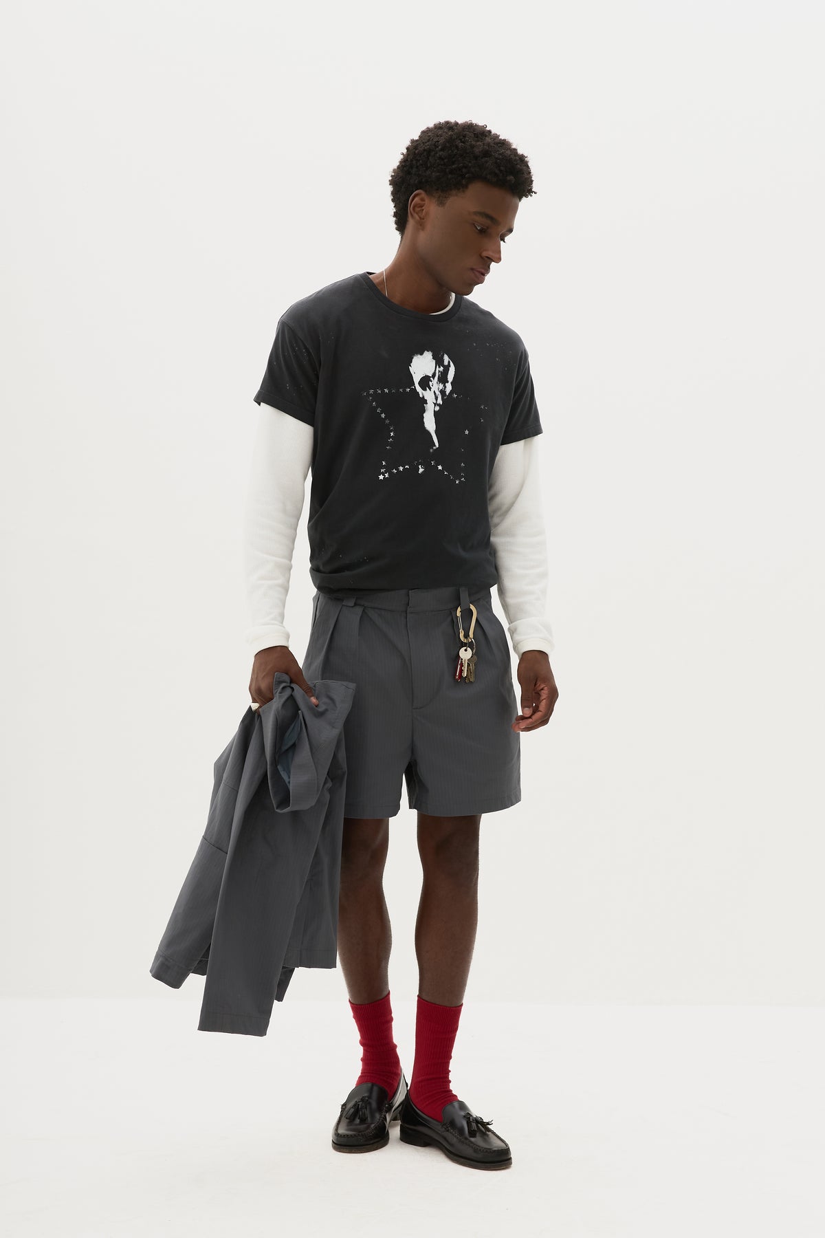 CHARCOAL TAILORED SHORTS x WSG