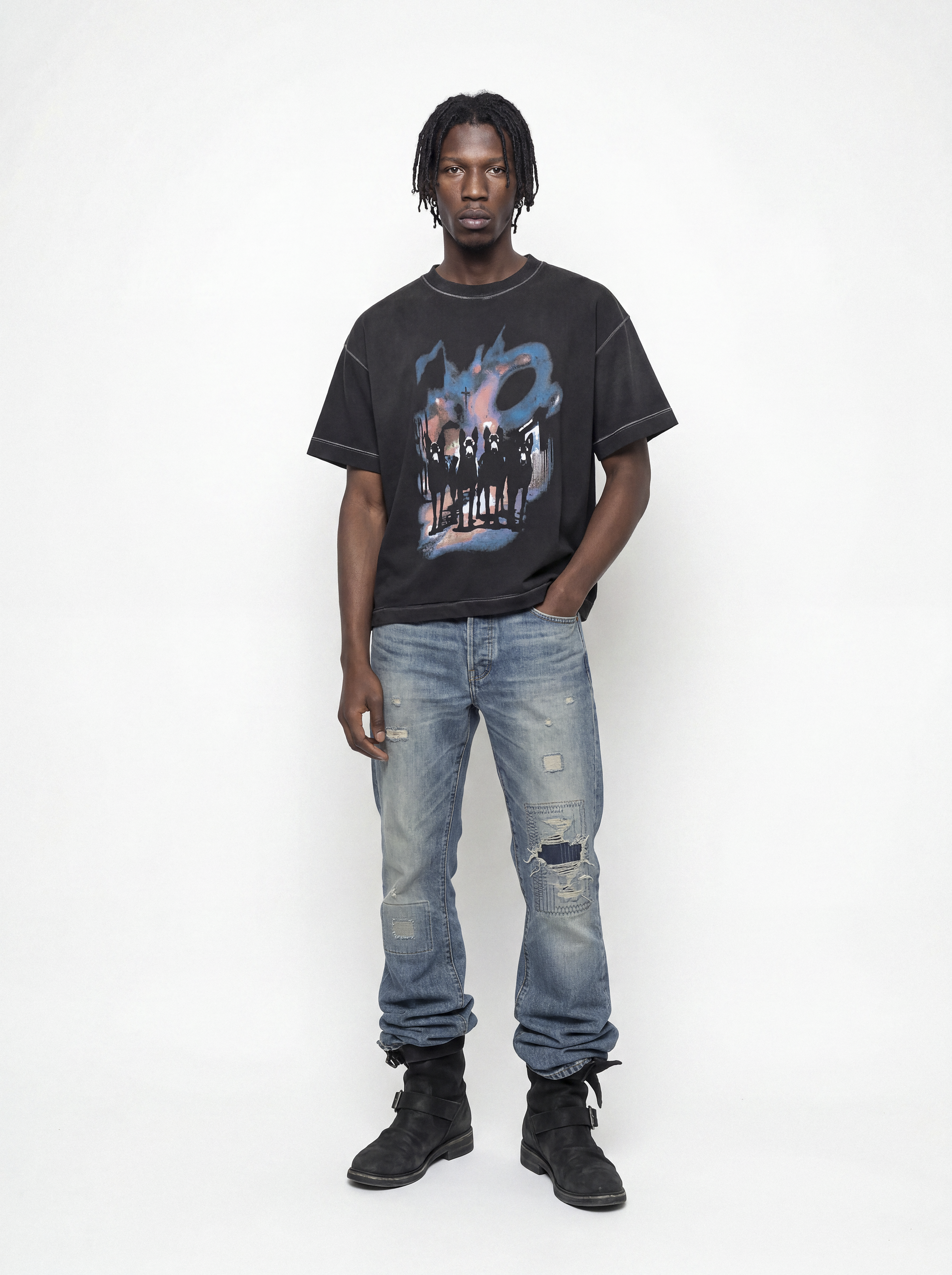 DOGTOWN BOXY TEE - FADED BLACK