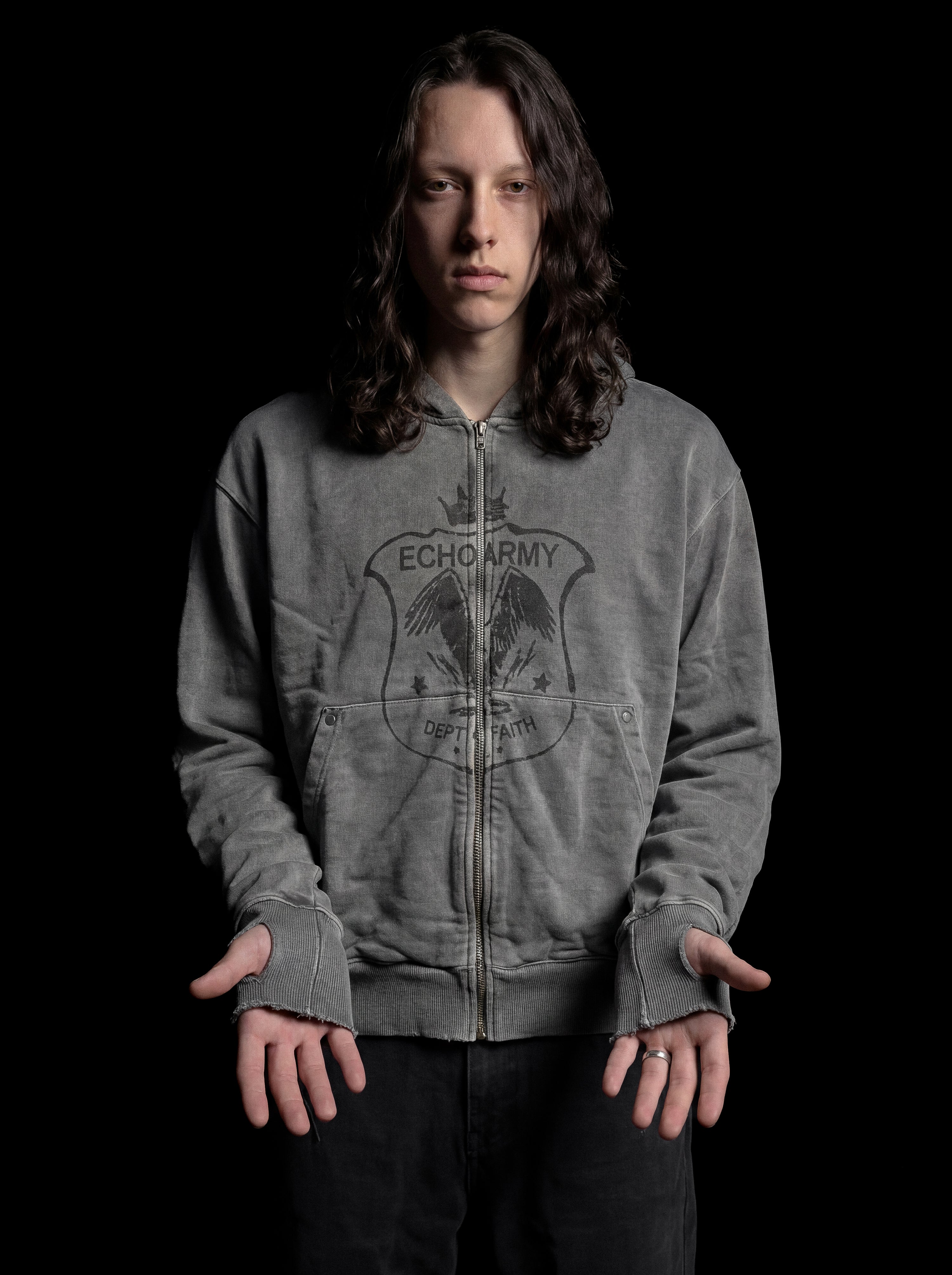 FAITH ZIP HOODIE - GREY (pre-order)