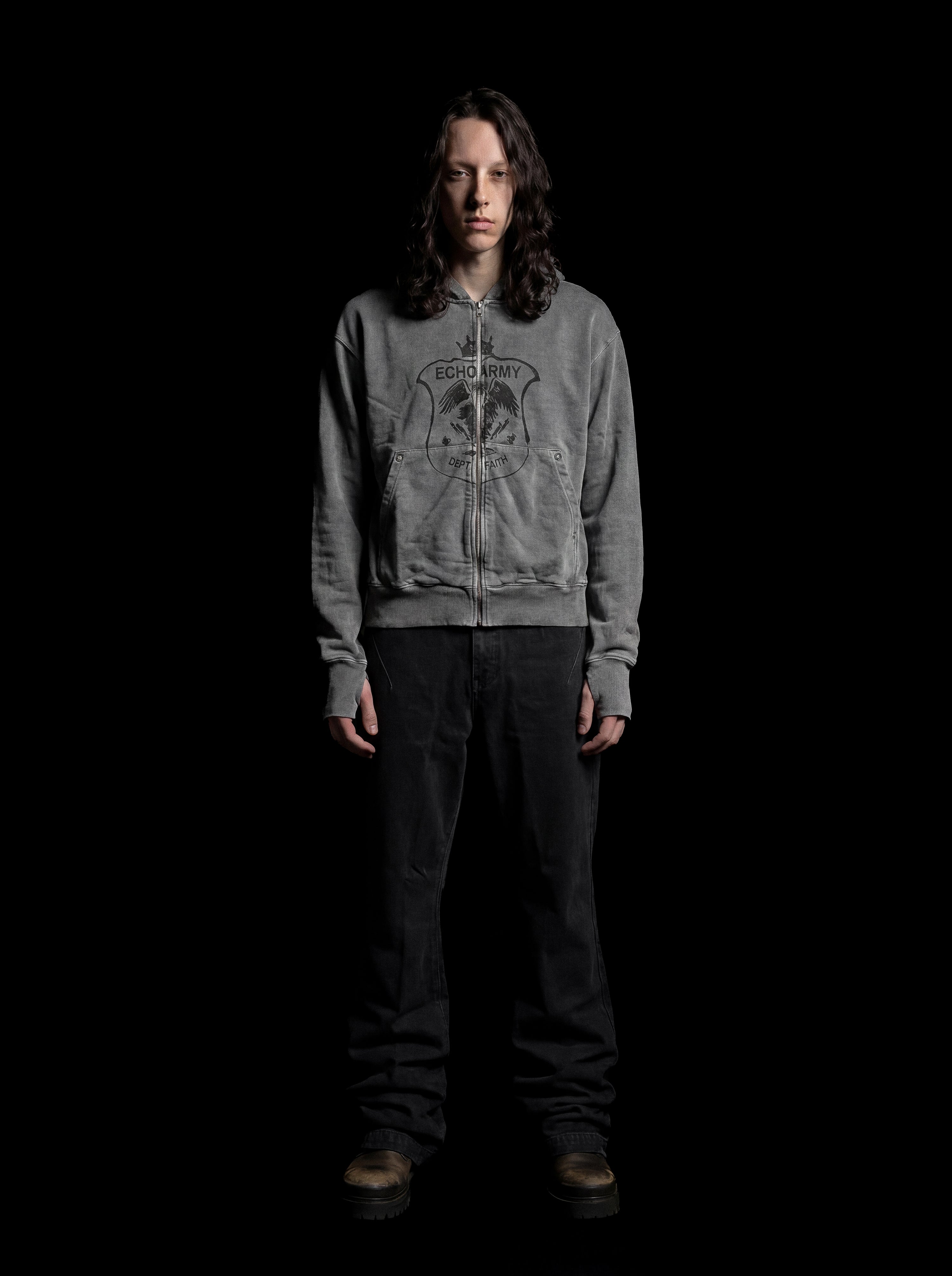 FAITH ZIP HOODIE - GREY (pre-order)