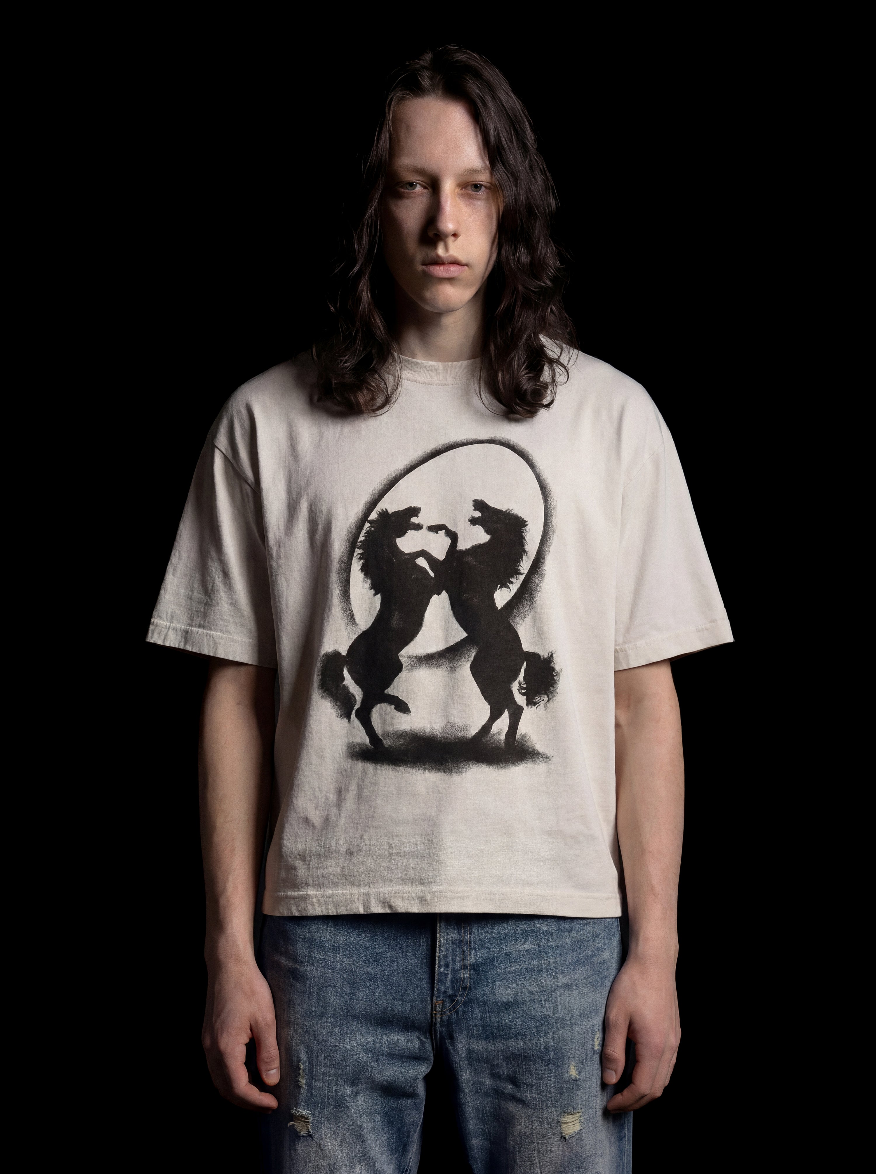 BLK HORSES BOXY TEE
