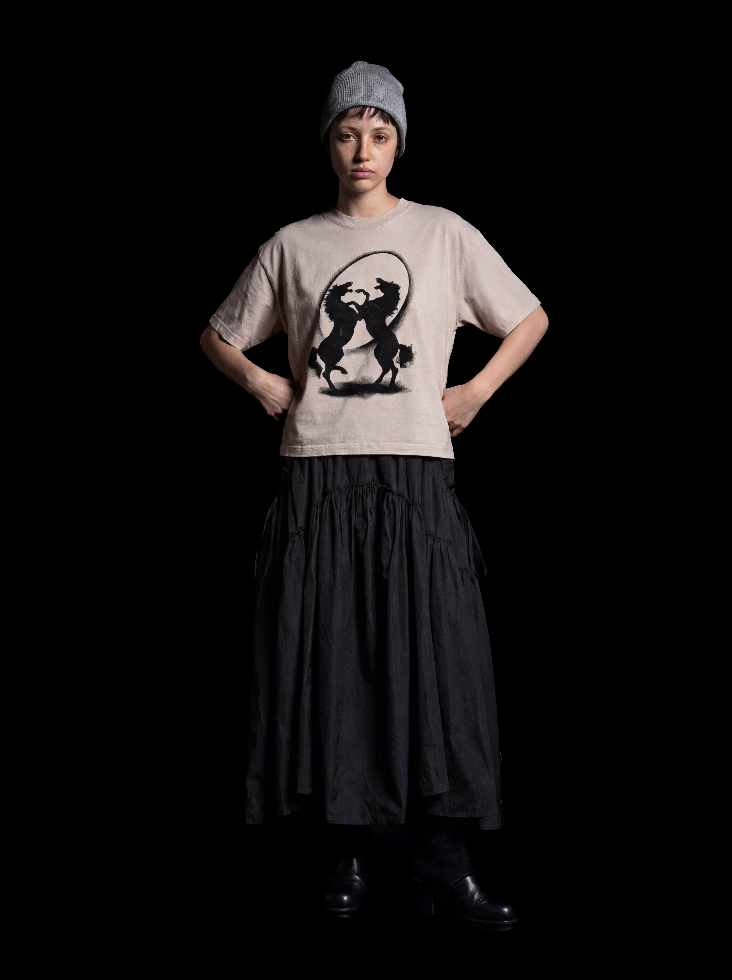 BLK HORSES BOXY TEE