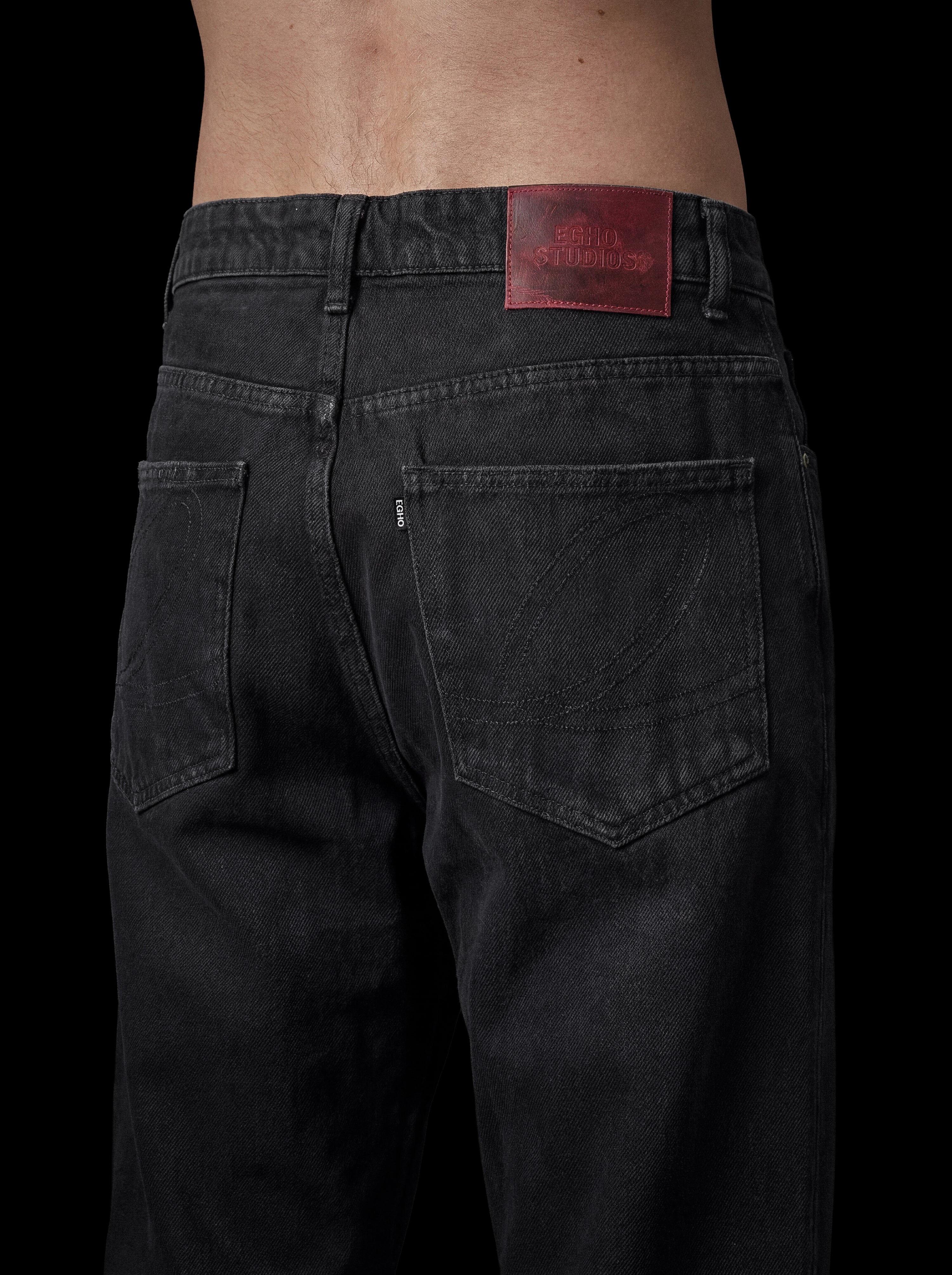 BLACK TWILL/DENIM BOOTCUT PANTS